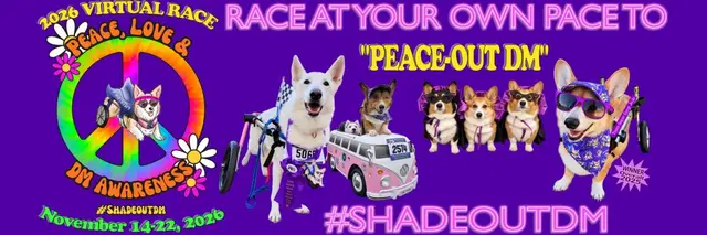 2025 RACE at Your Own Pace to #ShadeOutDM - "Together we can Wipe-Out DM" logo