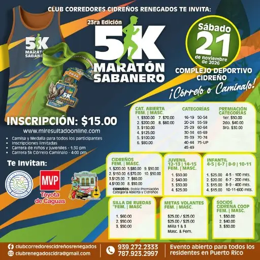 23ra edició 5k Maratón Sabanero logo