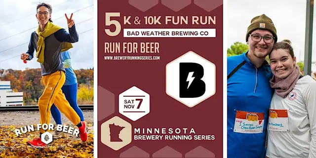 5k and 10k Fun Run x Bad Weather Brewing Co | 2026 MN Brewery Run logo