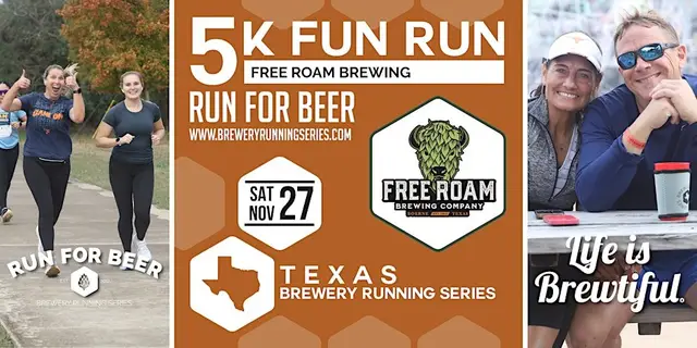 5k Beer Run x Free Roam Brewing | Texas Brewery Running Series logo