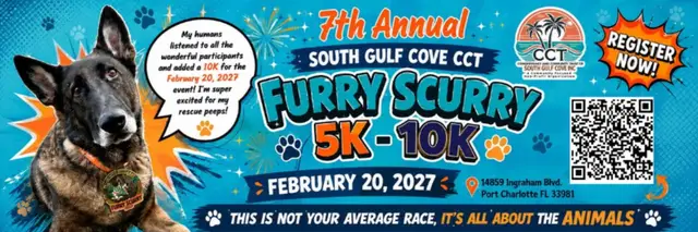 6th Annual South Gulf Cove CCT Furry Scurry 5K    (Feb. 21st 2026 8am) logo