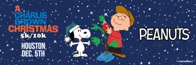 ‘A CHARLIE BROWN CHRISTMAS 5K/10K’ (Houston, TX) logo