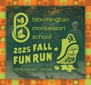 Bloomington Montessori 2025 Fall Fun Run 5K Trail Race and Family Fun Run logo