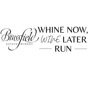 Brassfield Estate Winery's Whine Now, Wine Later Run logo