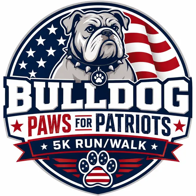 BULLDOG PAWS FOR PATRIOTS 5K FUN RUN logo