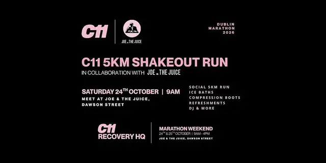 C11 x JOE & THE JUICE | Dublin Marathon Shakeout Run logo