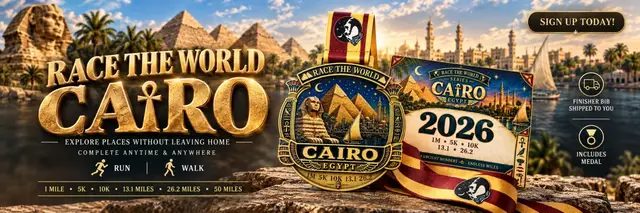 Cairo, Egypt Virtual Race 2026 – Run or Walk Anytime | 1M, 5K, 10K, 13.1 & 26.2 logo