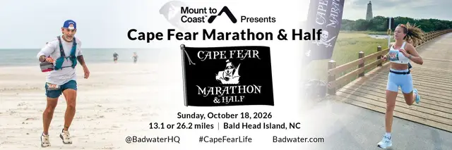 Cape Fear Marathon & Half, powered by Mount to Coast and hosted by Badwater® logo