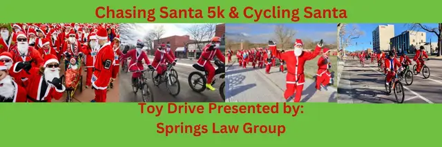 Chasing Santa 5k/Cycling Santa Toy Drive           Presented by:                            Springs Law Group logo