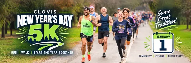 Clovis New Years Day 5k logo
