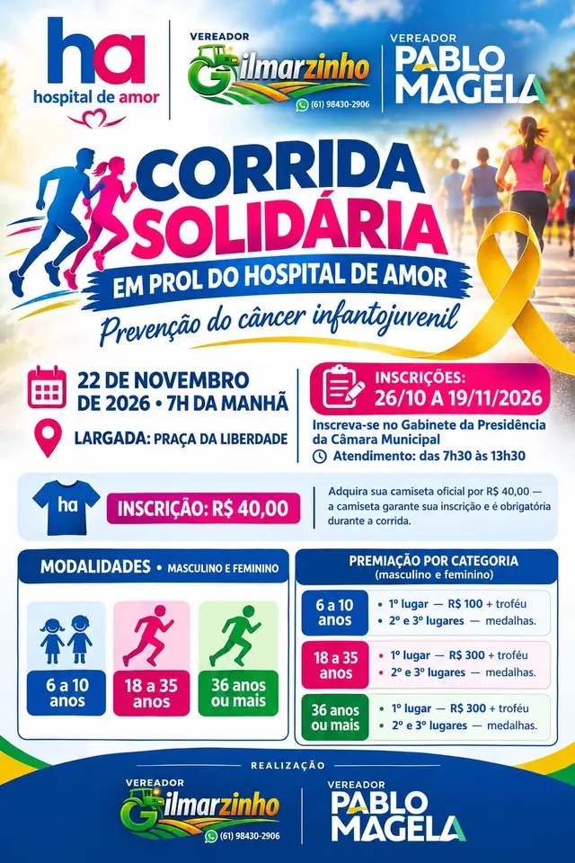 CORRIDA SOLIDÁRIA EM PROL HOSPITAL DO AMOR logo