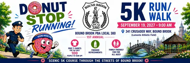 Donut Stop Running 5K - Bound Brook PBA Local 380 logo