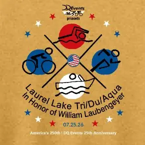 DQ Laurel Lake Triathlon, Duathlon, Aquabike, Aquathlon, & Super Sprint Triathlon in honor of William Laubengeyer *# logo