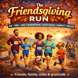 Friendsgiving: Turkey Trot 5K, 10K, Half Marathon by Califlow Runs logo