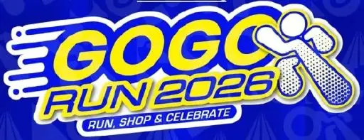 GOGO RUN 2026 " run,shop & celebrate" logo