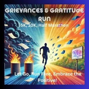 Grievances & Gratitude Run – Not a Resolution - Just a Reset 5K, 10K, and Half Marathon by Califlow Runs logo