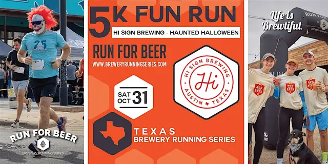 Haunted Hops Halloween 5k Beer Run x Hi Sign | TX Brewery Running Series logo