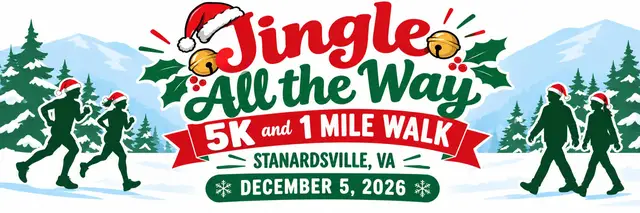 Jingle All the Way 5K and 1 mile walk logo