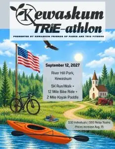 Kewaskum TRiE-athlon: Sprint Triathlon Presented by Kewaskum Friends of Parks and TRiE Fitness logo