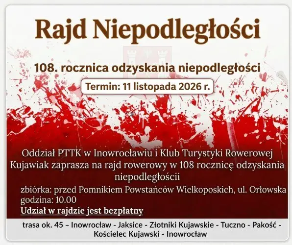 Kujawskie szlaki z Qemetica. Rajd Niepodległości. logo