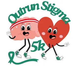Lakewood Center's Outrun Stigma 5k logo