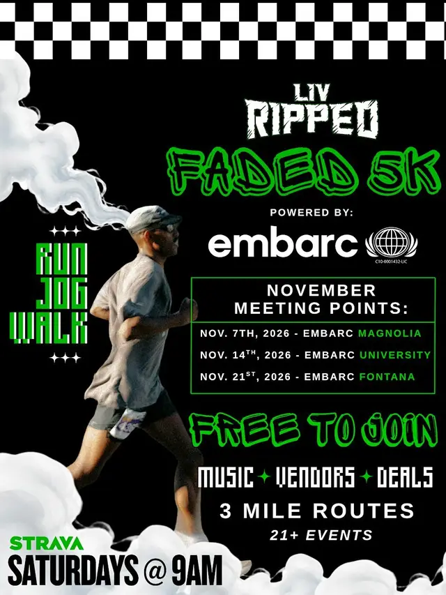LIV RIPPED FADED 5K POWERED BY EMBARC UNIVERSITY logo