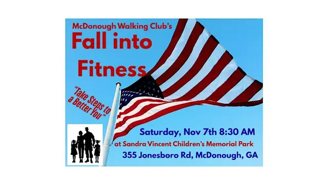 McDonough Walking Club Fall Into Fitness logo