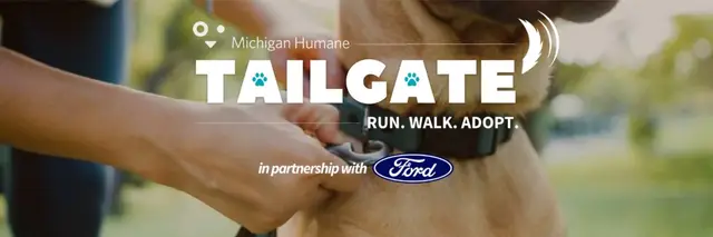 Michigan Humane Tailgate!  Run.  Walk.  Adopt. logo