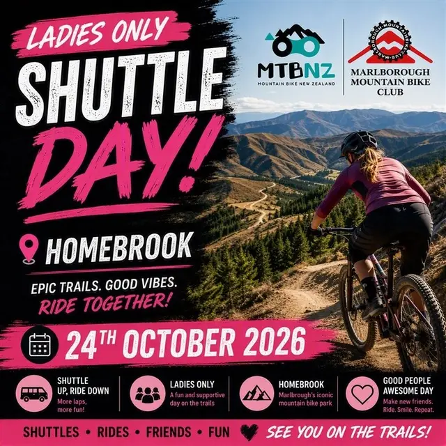 MTBNZ HOMEBROOK LADIES SHUTTLE DAY - 24th OCT logo