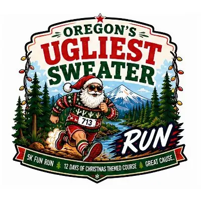 Oregon’s Ugliest Sweater Run, brought to you by The Dirty U logo