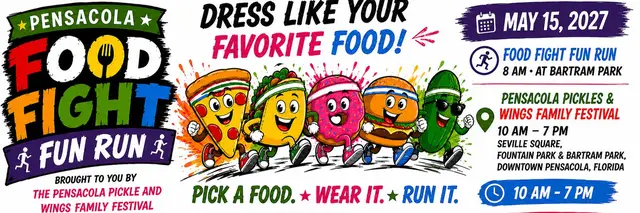 Pensacola Pickles and Wings Family Festival : PENSACOLA FOOD FIGHT FUN RUN logo