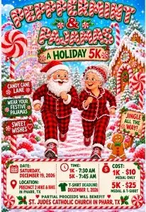 Peppermint and Pajamas 5K Run logo