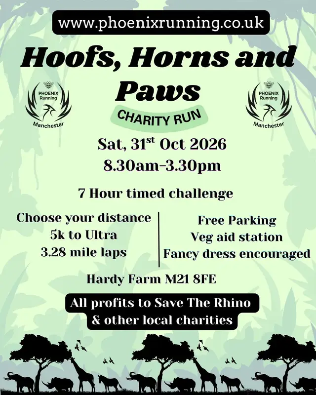 Phoenix Manchester Hoofs, Horns and Paws Charity Run logo