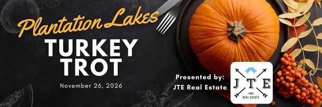 Plantation Lakes Turkey Trot | Presented by JTE Real Estate logo