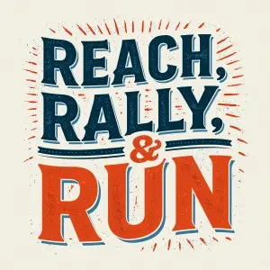 Reach, Rally, & Run logo