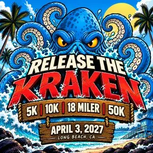 Release the Kraken 5K. 10K. 18 Miler & 50K logo