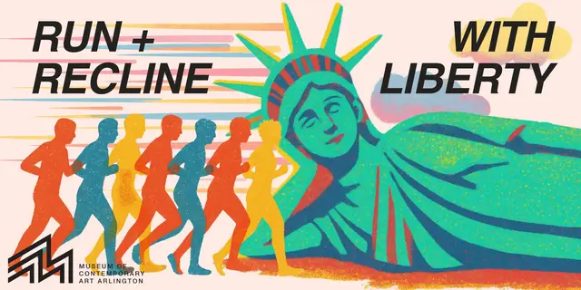 Run, Recline + Recreate  with Liberty logo