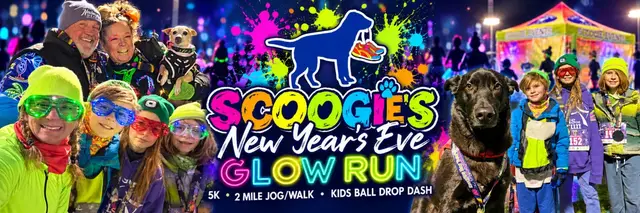 Scoogië's New Year's Eve Glow Run 5k, 2 Mile Jog/Walk & Kid's Ball Drop Dash! logo