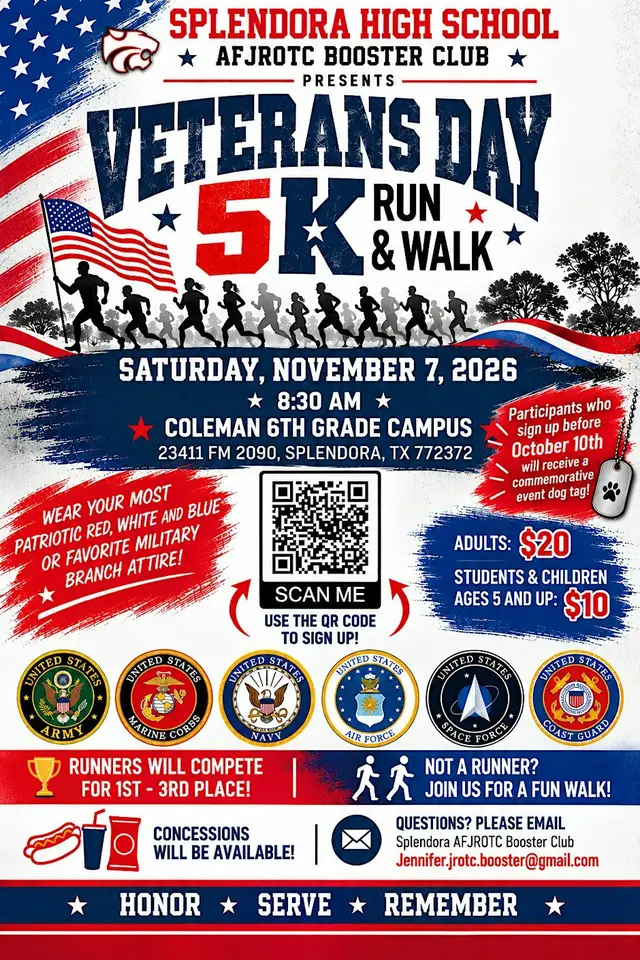 Splendora AFJROTC Veterans Day 5k logo