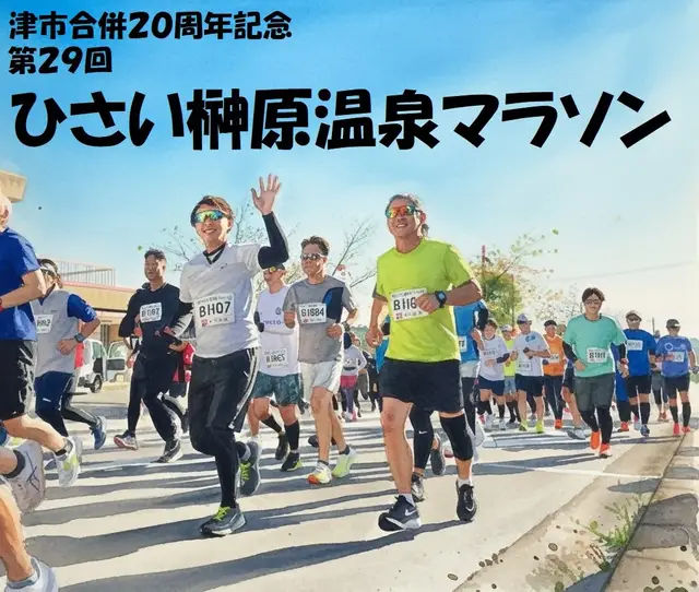 Tsu City 20th Merger Anniversary 29th Hisai Sakakibara Onsen Marathon (津市合併20周年記念　第29回 ひさい榊原温泉マラソン) logo