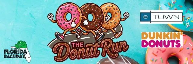 The Donut Run 5k and 10K Races along with a 1 mile fun run logo