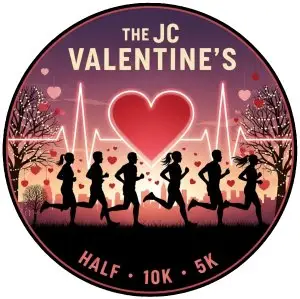 The JC Valentine's Half Marathon, 10K, 5K logo