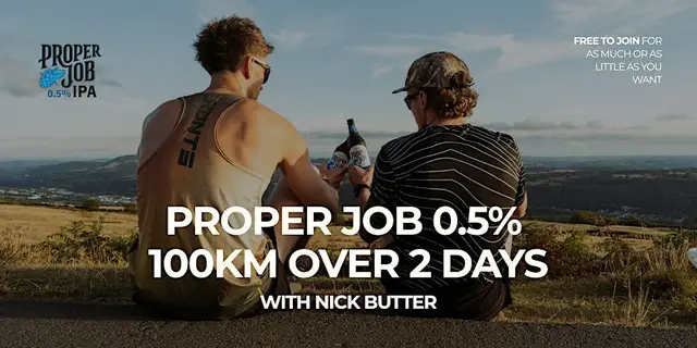 The Proper Job 0.5% 100km with Nick Butter logo