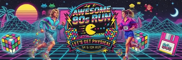 Totally Awesome 80's Race 5k / 10k and 1 mile Fun Run logo