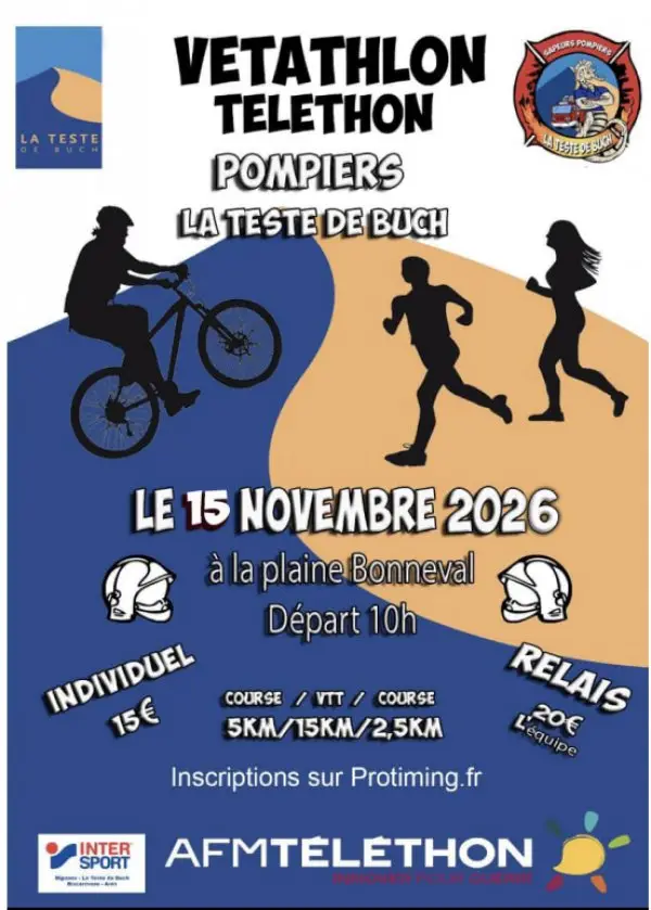 Vétathlon du Téléthon des pompiers de la Teste logo