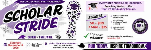 Weslaco Scholarship Foundation Scholar Stride 5k logo