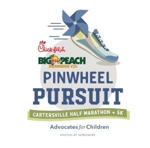 The Chick-Fil-A & Big Peach Running Co. - Cartersville Half-Marathon &  Pinwheel Pursuit 5K Logo