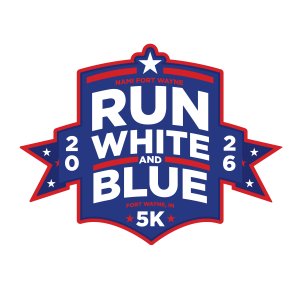 Run, White and Blue 5K Logo