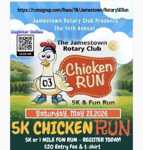 2026 Jamestown Rotary 5K Chicken Run & 1 Mile Fun Run Logo
