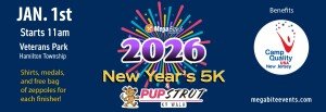 2026 NEW YEAR'S 5K & 1.5K Pup Strut Logo